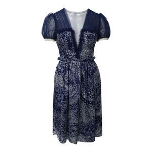 Rodarte | Dresses | Rodarte Puff Sleeve Knee Length Printed Dress In Blue Silk | Poshmark Rodarte | Dresses | Rodarte Puff Sleeve Knee Length Printed Dress In Blue Silk | Poshmark